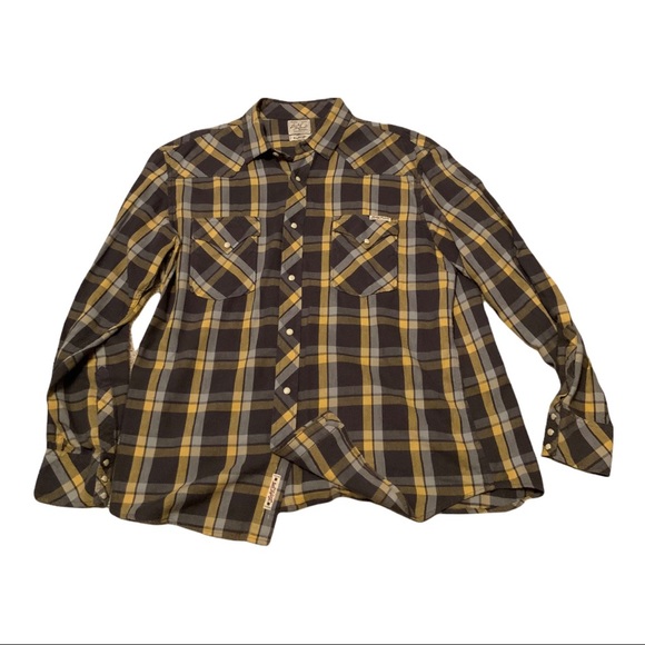 Lucky Brand Shirt Mens Plaid Pearl Snap 